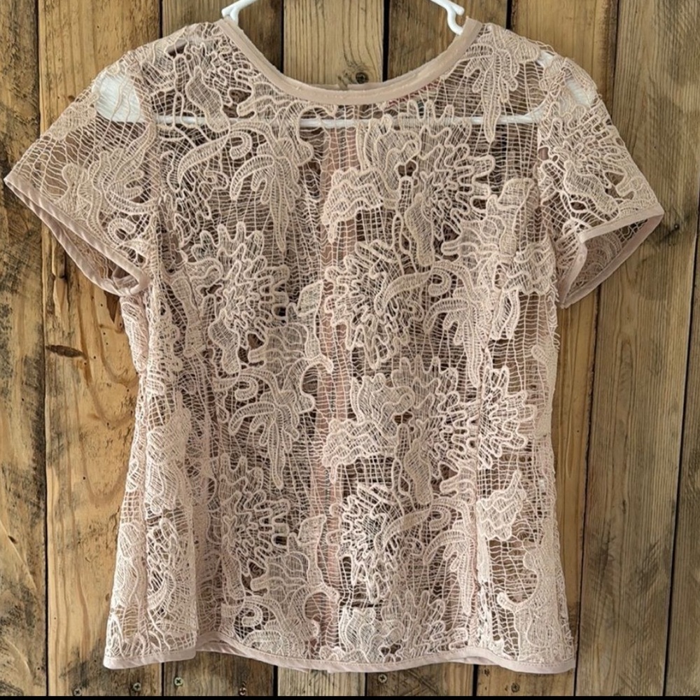 REBECCA TAYLOR Lace Blouse Nude Pink‎ Blouse 0